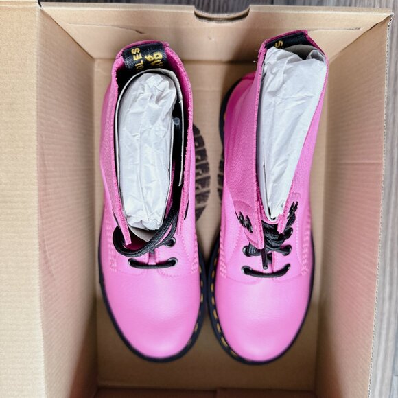 Dr. Martens boots Size 7 Pink Pascal Virginia Leather Boots 1460 women’s NW - Picture 11 of 16